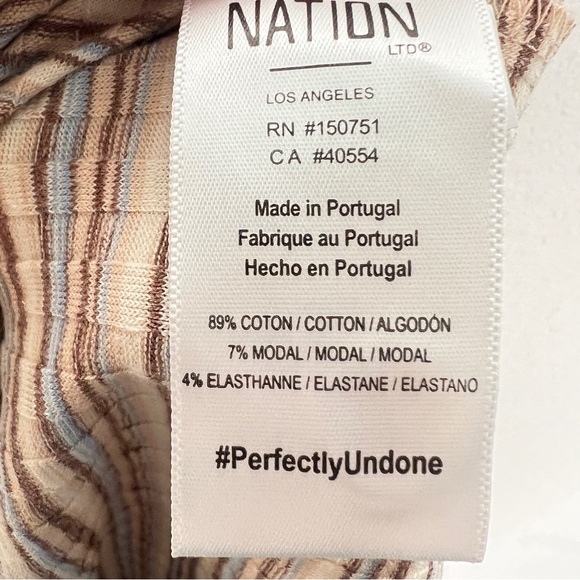 Nation LDT Enise cream blue striped knit button-down belted maxi dress XS B196 - Picture 5 of 8